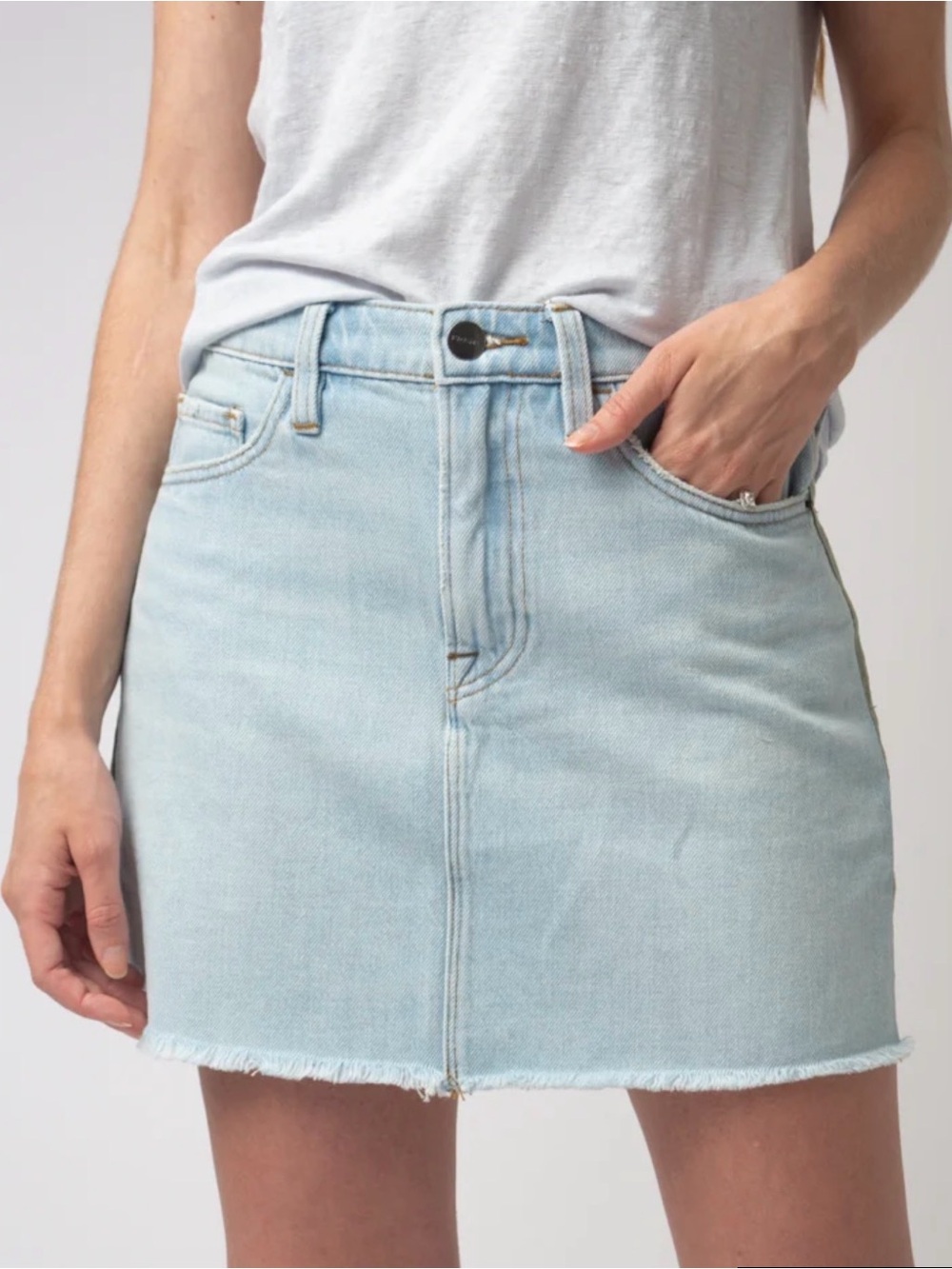 FRAME Le Mini Cargo Mix Skirt Canteburry Blue Olive Green Denim Size 28